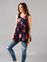 Agnes & Dora™ Sleeveless Muse Navy/Coral/White Floral Dot