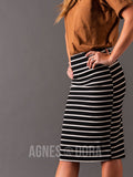 Agnes & Dora™ Pencil Skirt Black/Ivory Stripe