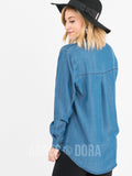 Agnes & Dora™ Button Down Boyfriend Medium Wash Tencil