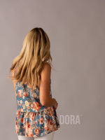 Agnes & Dora™ Relaxed Ruffle Tank Denim/Blush Floral