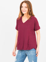 Agnes & Dora™ Love Top Burgundy/Ivory Polka Dot