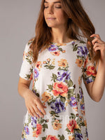 Agnes & Dora™ Side Knot Tunic Ivory/Rust/Purple Floral