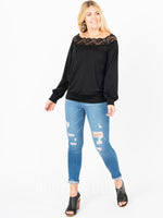 Agnes & Dora™ Off the Shoulder Lace Top Black