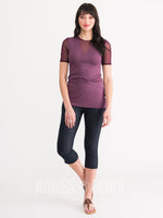 Agnes & Dora™ Sheer V-Neck Tee Deep Purple