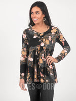 Agnes & Dora™ Muse Top Long Sleeve Black Floral