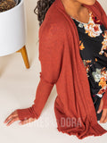 Agnes & Dora™ Open Front Thumbhole Cardi Heathered Coral