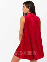 Agnes & Dora™ Mock Neck Swing Tank Velvet Red