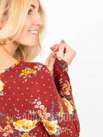 Agnes & Dora™ Muse Top Long Sleeve Rust Floral Dot