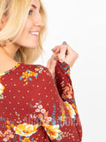 Agnes & Dora™ Muse Top Long Sleeve Rust Floral Dot