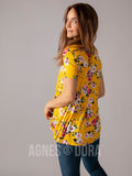 Agnes & Dora™ Relaxed Ruffle Tee Yellow/Coral Floral