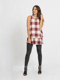 Agnes & Dora™ Tiered Tunic Buffalo Plaid - Black Cherry