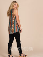 Agnes & Dora™ Essential Tank Teal Boho Stripe