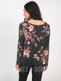 Agnes & Dora™ Cross Over Sweater Charcoal Floral