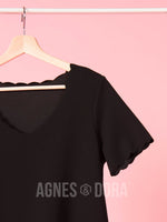 Agnes & Dora™ Scalloped Top Black