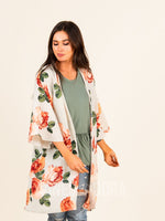 Agnes & Dora™ Kimono Ivory/Almond Floral