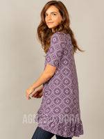 Agnes & Dora™ Ruffle Tunic Purple Boho