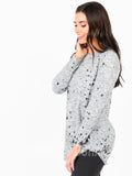 Agnes & Dora™ Side Knot Tunic Hacci Heathery Grey/Black Stars