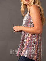 Agnes & Dora™ Essential Tank Scoop Neck Berry/Marigold Boho