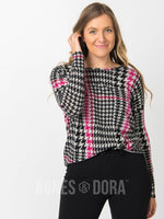 Agnes & Dora™ Urban Pullover Black/Berry Houndstooth