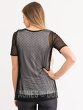 Agnes & Dora™ Fitted Tee Black Polka Dot Mesh