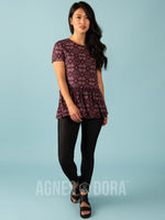 Agnes & Dora™ Relaxed Ruffle Tee Pink Medallion