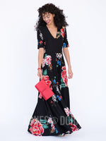 Agnes & Dora™ Essential Maxi Dress Vintage Bloom in Black