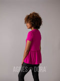 Agnes & Dora™ Relaxed Ruffle Tee Fuchsia Red