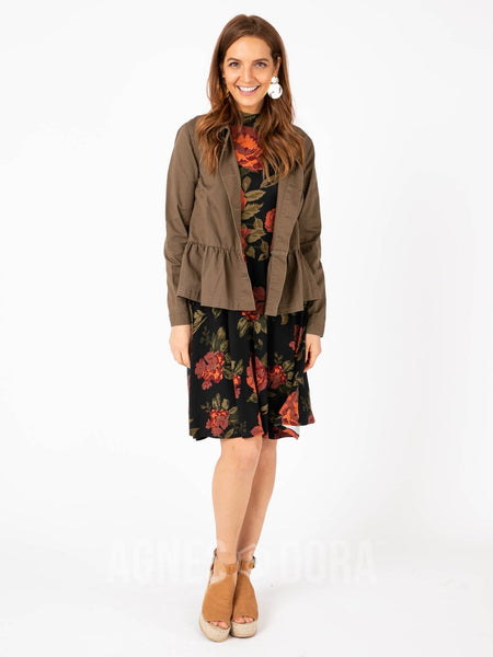 Agnes & Dora™ Peplum Jacket Olive