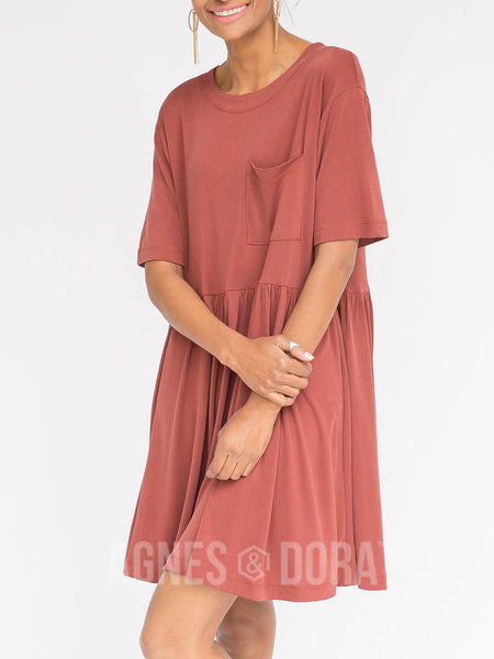 Agnes & Dora™ Modern Tunic Dress Marsala