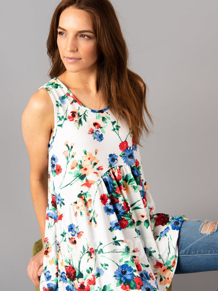 Agnes & Dora™ Sleeveless Muse Ivory/Red Floral