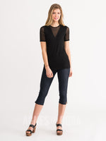 Agnes & Dora™ Sheer V-Neck Tee in Black