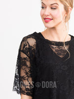 Agnes & Dora™ Mesh Tee Black Lace