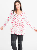 Agnes & Dora™ Muse Top Long Sleeve White with Red Lips