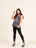 Agnes & Dora™ Relaxed Ruffle Tank Black/Mauve