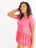 Agnes & Dora™ Relaxed Ruffle Tee Coral