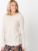 Agnes & Dora™ Fitted Tee Long Sleeve with Thumbhole Oatmeal/Ivory