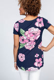 Agnes & Dora™ Everyday Tee V-neck Graphic Peony Print