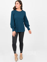 Agnes & Dora™ Blouson Tee Long Sleeve Teal