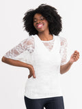 Agnes & Dora™ Mesh Tee Ivory Lace