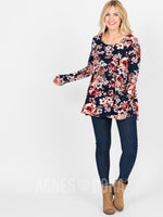 Agnes & Dora™ Muse Top Long Sleeve Navy 9 Floral