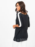 Agnes & Dora™ Dolman Tunic Black with White Tuxedo Stripe