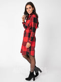 Agnes & Dora™ Flannel Shirt Dress Buffalo Plaid - Red/Black