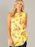 Agnes & Dora™ Side Knot Tank Yellow Check Floral