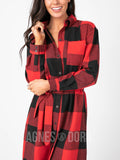 Agnes & Dora™ Flannel Shirt Dress Buffalo Plaid - Red/Black