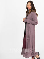 Agnes & Dora™ Duster Ribbed Burgundy Heather Grey Stripe