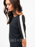 Agnes & Dora™ Dolman Tunic Black with White Tuxedo Stripe