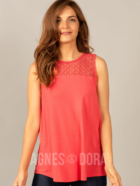 Agnes & Dora™ Eyelet Essential Tank Coral