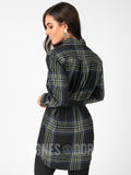 Agnes & Dora™ Flannel Tunic Simple Plaid Black/Green