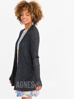 Agnes & Dora™ Open Front Thumbhole Cardi Black/White