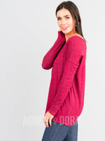 Agnes & Dora™ Urban Pullover Double V-Neck Burgundy 2Toned